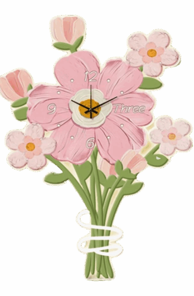 Gorgeous Flowers Wall Clock Novelty Light