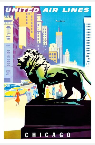 Charming Vintage Airline Travel Wall Art by Joseph Binder c.1958