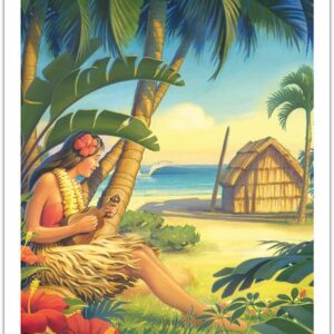 Exotic Aloha Hawaii Vintage Hula Dancer Wall Art - Home Wall Art Decor