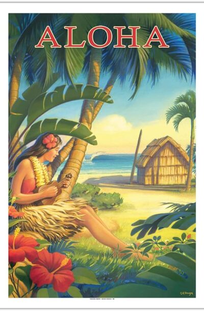 Exotic Aloha Hawaii Vintage Hula Dancer Wall Art