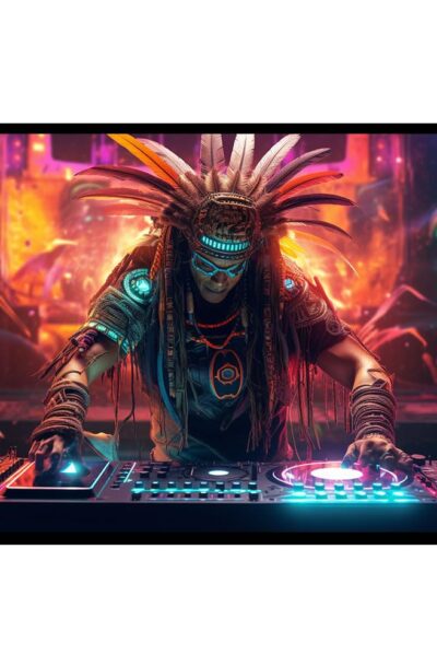 Mesmerizing Cyberpunk Inca Shaman Wall Art