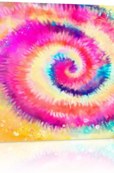 Colorful Psychedelic Iridescent Tie-Dye Spiral Wall Art