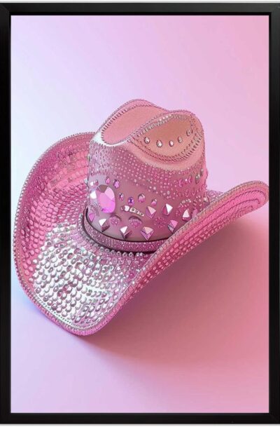 Glam Western Wall Art Glamorous Pink Rhinestone Cowboy Hat (2)