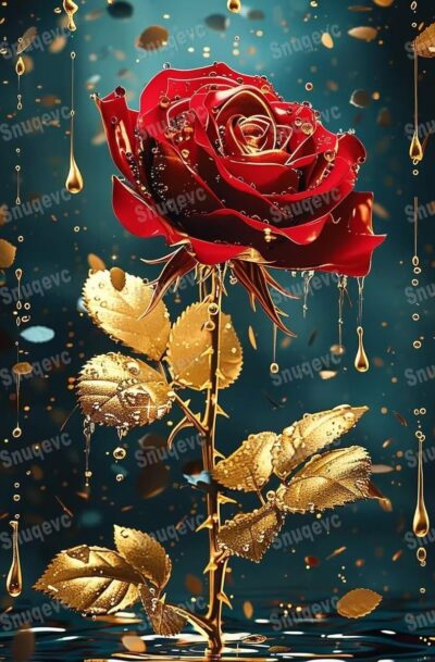 Charming Exquisite Sparkling Red Roses Wall Art