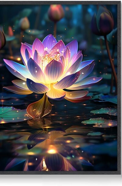Hypnotic Lotus Garden Wall Art: Holographic Floral Wall Decor