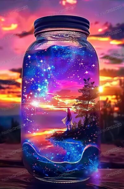 HD Psychedelic Wall Art - Sunset Glow Bottle