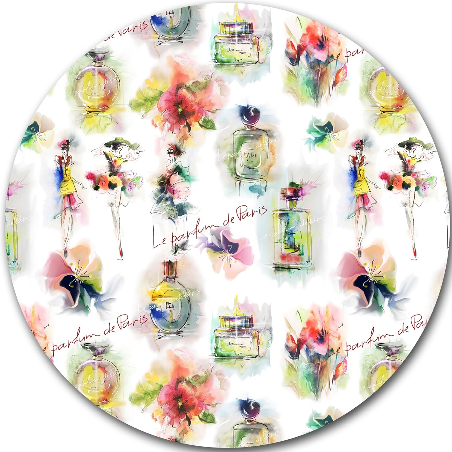 Colorful Dreamy Perfume Wall Art with Bottles and Flowers - Home Wall ...