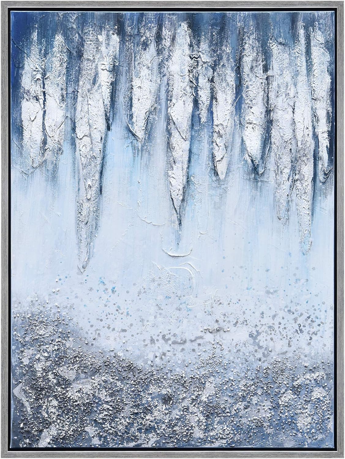Bold yet Beautiful Blue Abstract Icicles Wall Art Textured by Martin Edwards