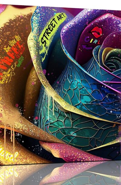 Colorful Floral Graffiti Wall Art - Rose Wall Decor