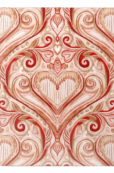Absolutely Charming Damask Metal Wall Art: Rosy Valentine Heart