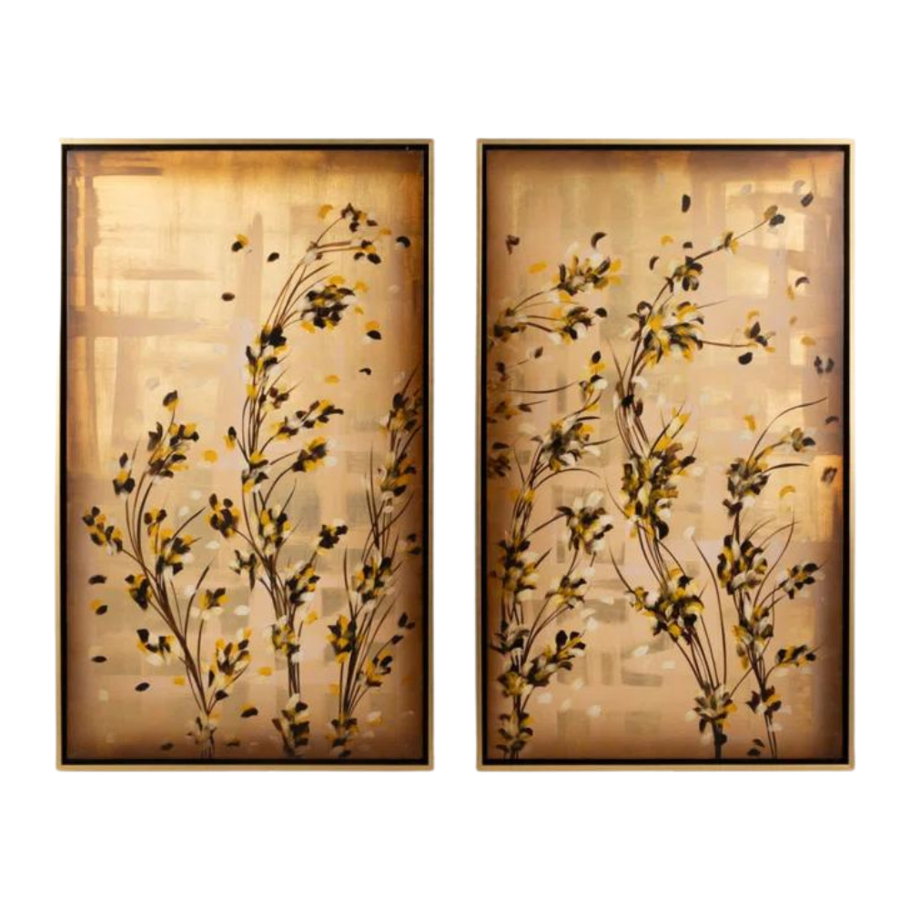 Beautiful Gold Wildflower Floral Wall Decor Home Wall Art Decor