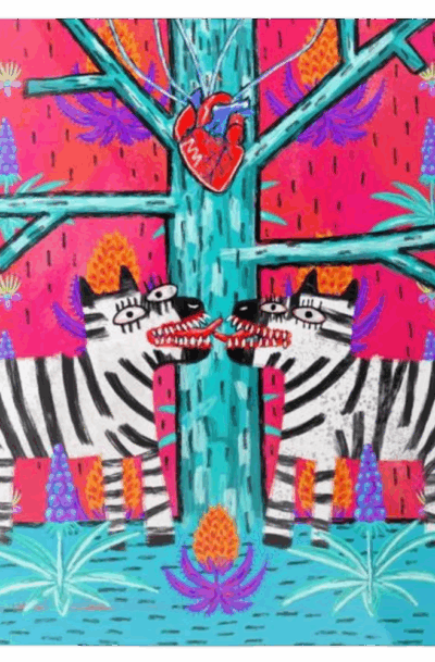 Bold Eclectic Animal Metal Wall Art: FELL IN LOVE