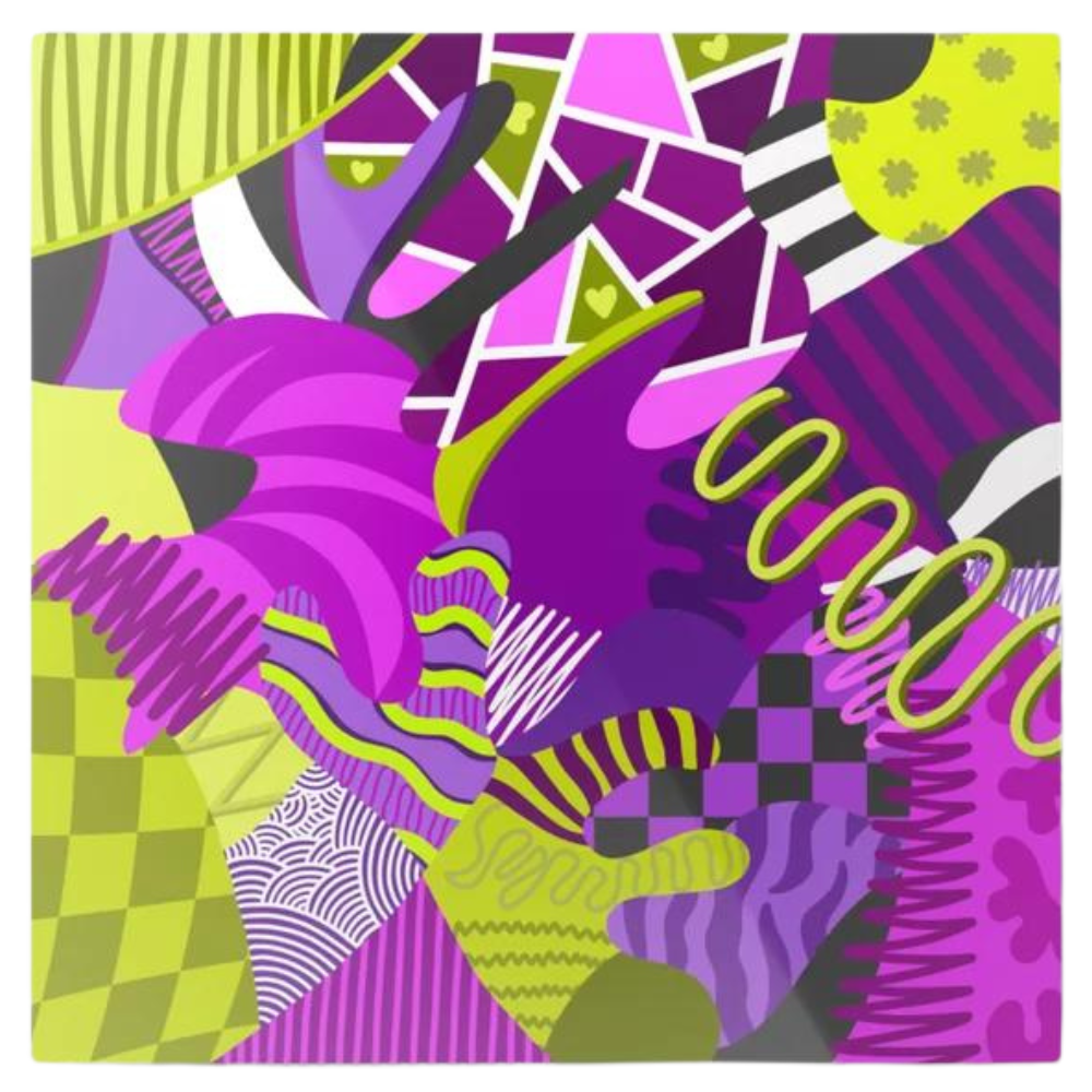 Bright Abstract Geometric Colorful Metal Wall Art