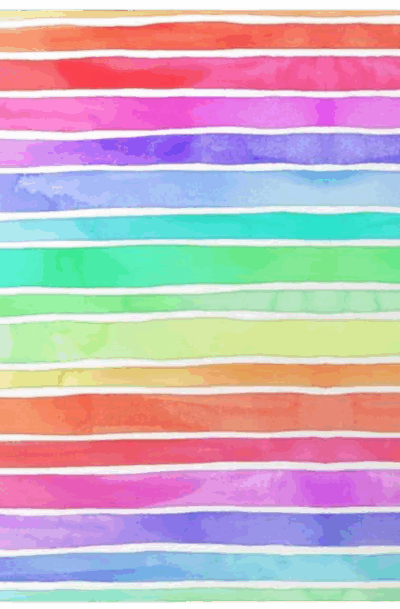 Bright Colorful Watercolor Rainbow Stripes Metal Wall Art