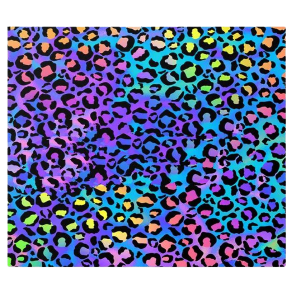 Bright Neon Holographic Rainbow Leopard Print Wall Art