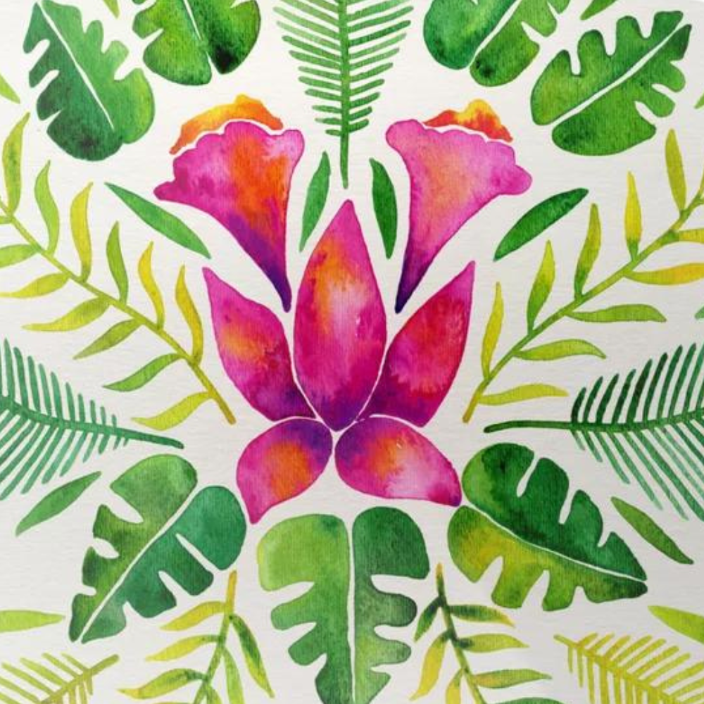 Bright Tropical Flower Metal Wall Art: Tropical Symmetry