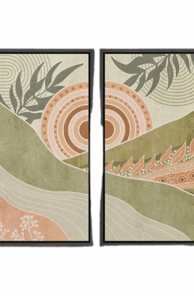 Charming Mid Century Modern Boho Pastel Green Nature Wall Art