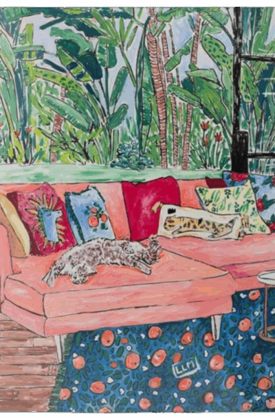 Charming Napping Brown Tabby Cat Matisse Metal Wall Art