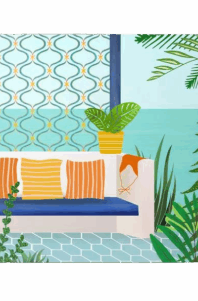 Dreamy Exotic Tropical Garden Villa Metal Wall Art Sanctuary