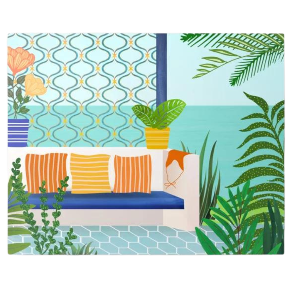 Dreamy Exotic Tropical Garden Villa Metal Wall Art Sanctuary