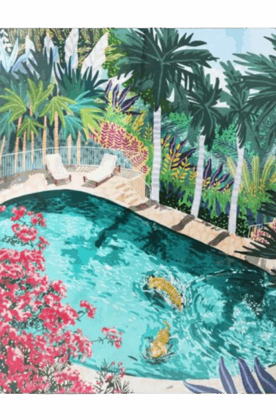 Dreamy Garden Metal Wall Art: Luxury Tiger Villa illustration