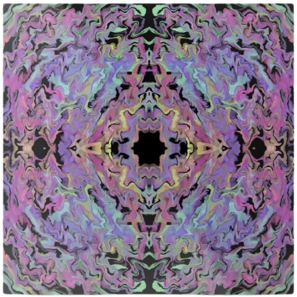 Eclectic Pink and Purple Geometric Kaleidoscopic Metal Wall Art