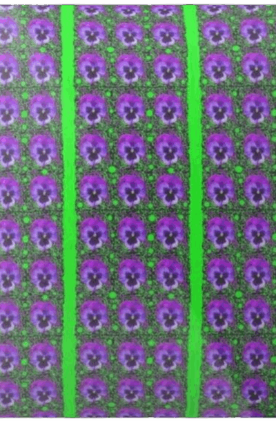 Energetic Green Stripes Abstract Purple Pansy Metal Wall Art