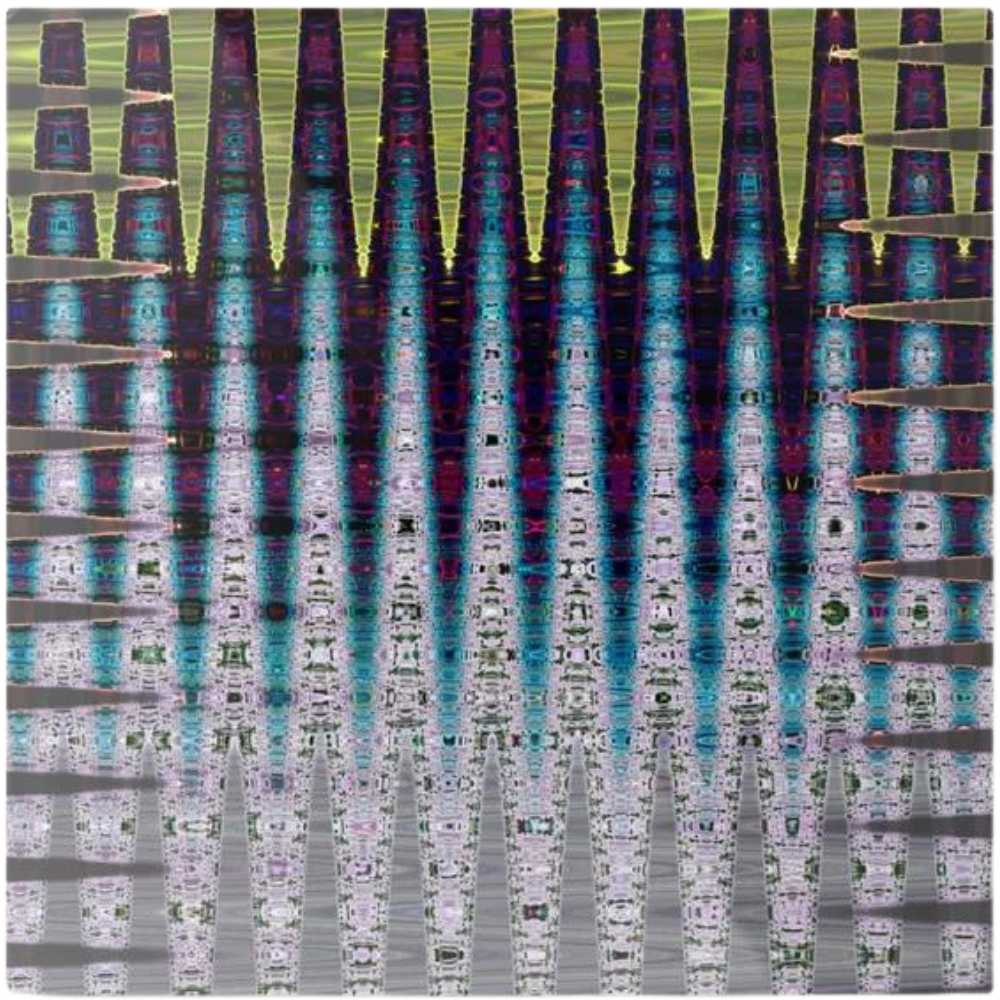 Hypnotic Green And Purple Abstract ZigZag Industrial Metal Wall Art