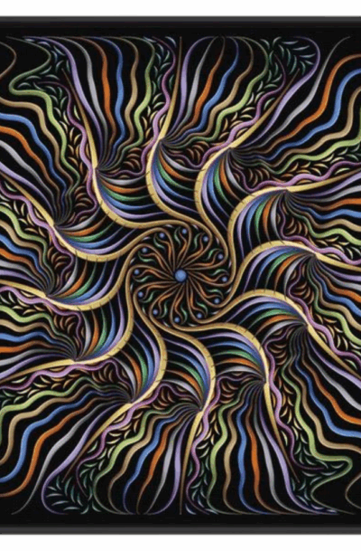 Luxurious Golden Curls Black Abstract Geometric Wall Art