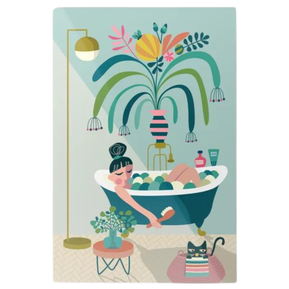 Quirky Bathroom Metal Wall Art: Relaxing Bath - Home Wall Art Decor