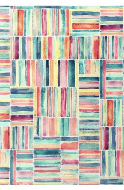 Retro Watercolor Beach Chair Pastel Stripes Metal Wall Art