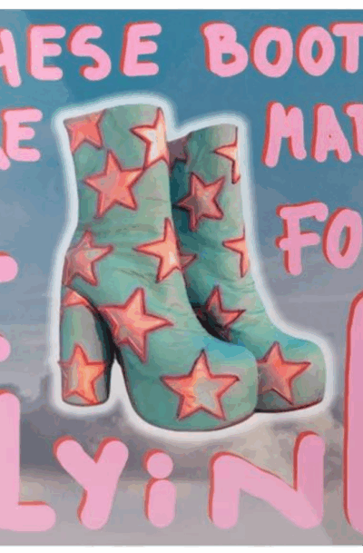 Spunky Glam Boots Fashion Metal Wall Art