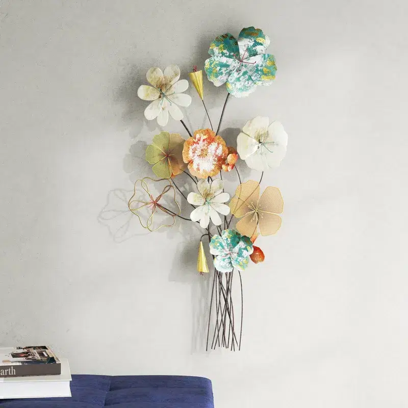 Dreamy Traditional Plants Flowers Metal Wall Decoration