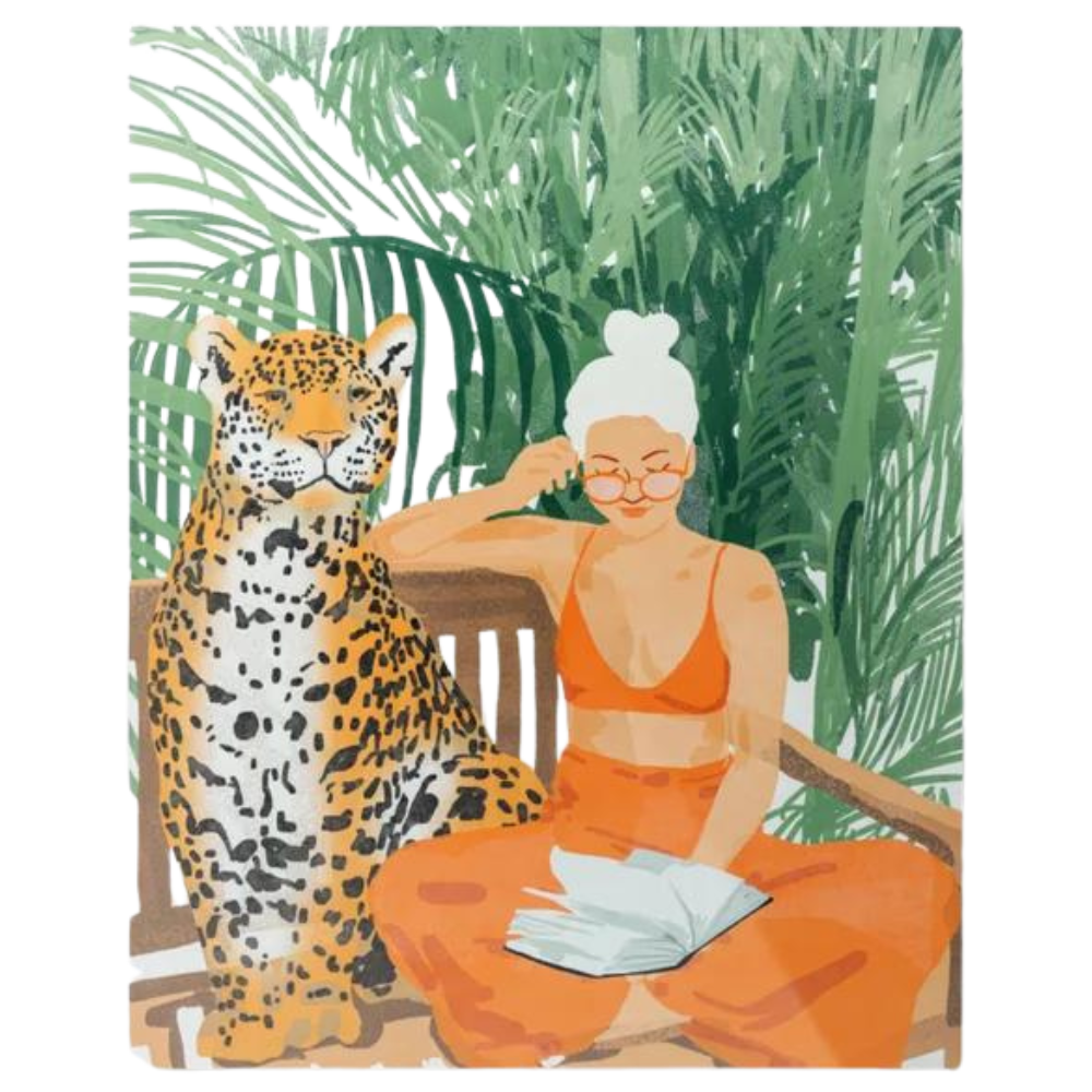 Jungle Vacay Bohemian Tropical Leopard Metal Wall Art.