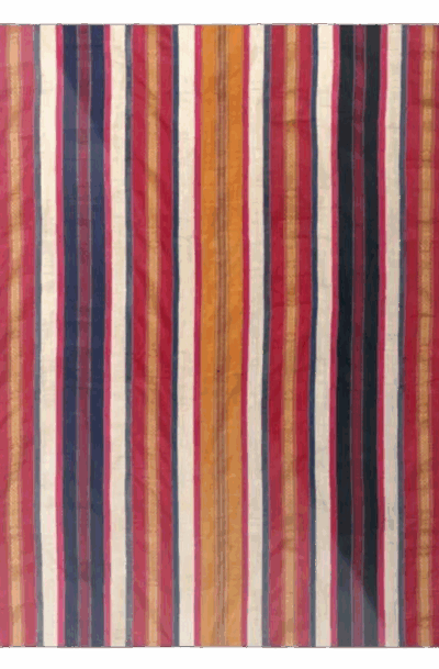 Charming Vintage Tunisian Metal Wall Art: Multicolor Stripes