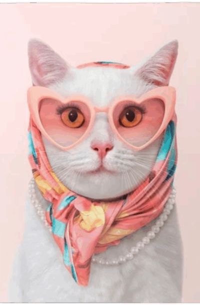 Spunky Fashion Kitty Cat Metal Wall Art