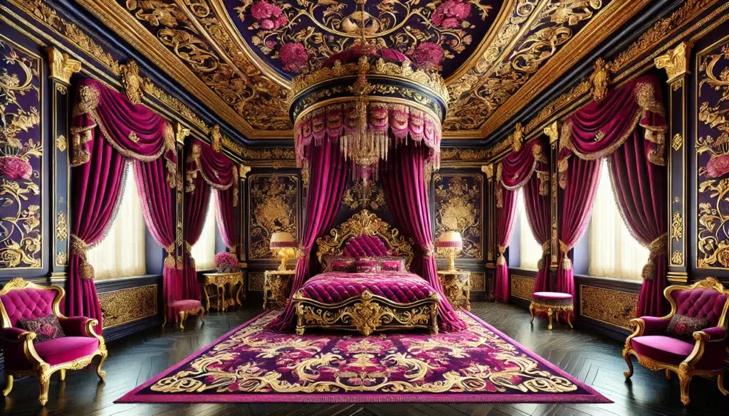 Feminine Pink Russian Revival Bedroom