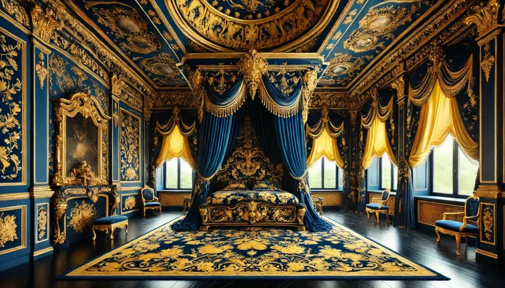 Blue Russian Revival Master Bedroom