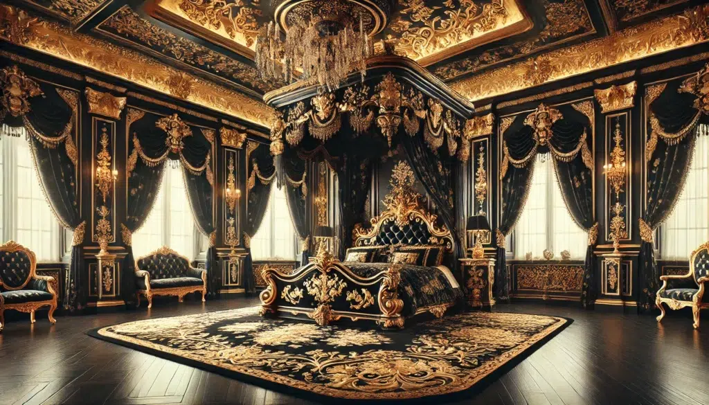 Black Gold Russian Revival Bedroom