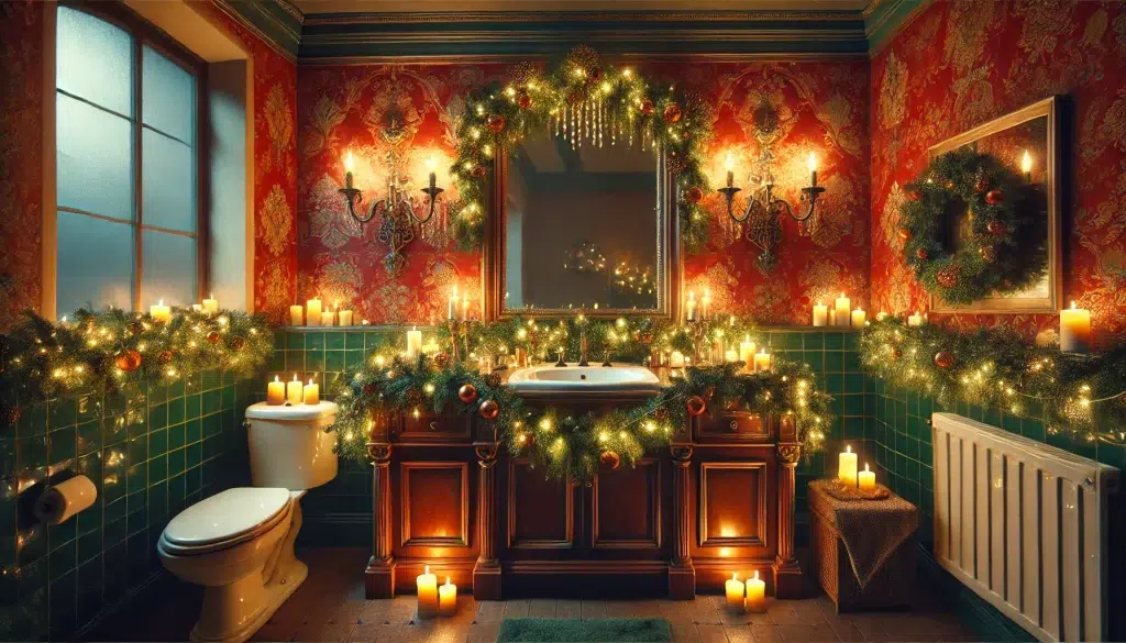 Maximalist Christmas Decor Ideas: Festive Holiday Bathroom