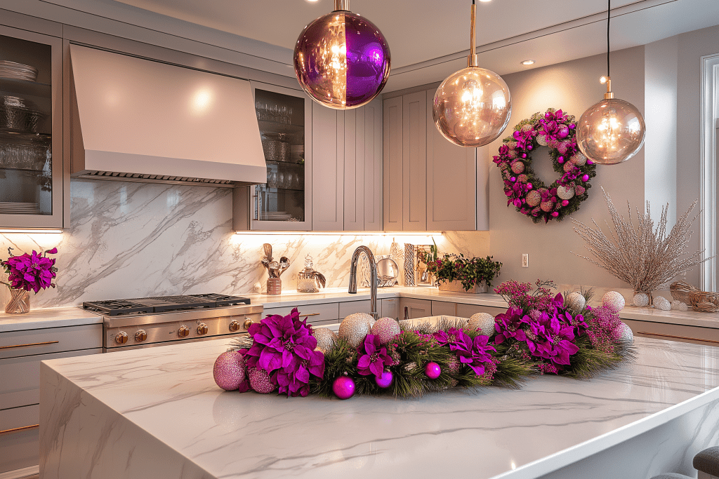 Pink and Purple Christmas Decor Ideas: Pinkmas Kitchen Decorations
