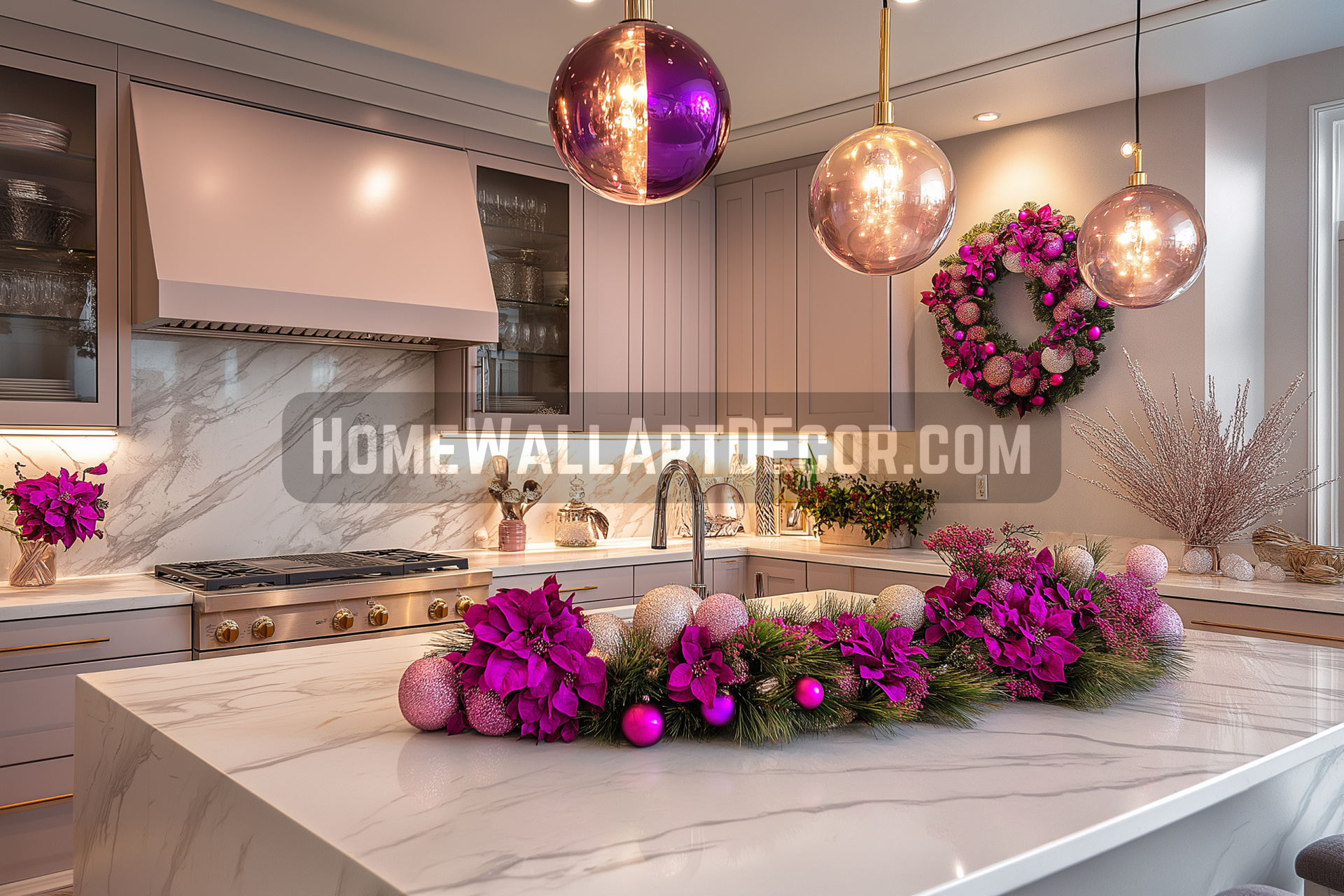 Pink and Purple Christmas Decor Ideas: Pinkmas Kitchen Decorations