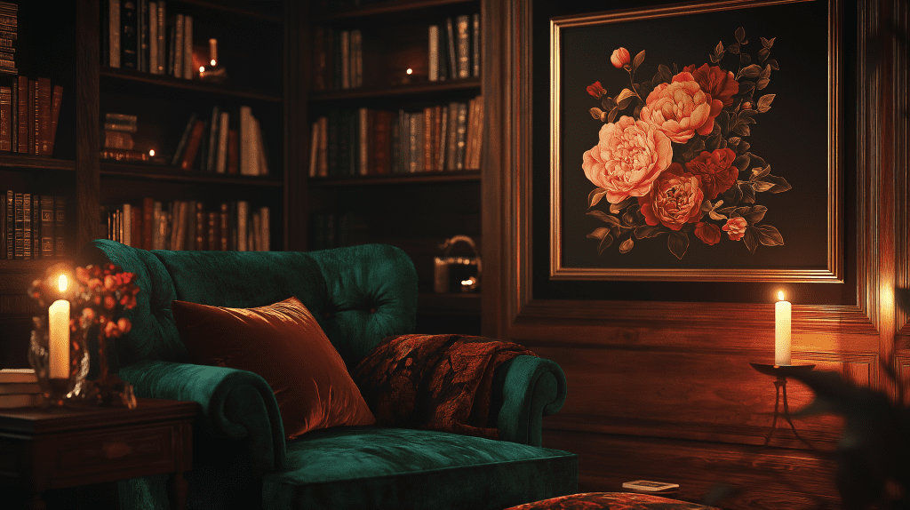 Dreamy Dark Fall Decor Idea featuring a Dark autumn reading nook