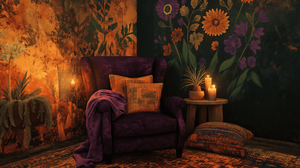 Burnt Orange Dark Fall Decor Idea: Dark Autumn Reading Nook