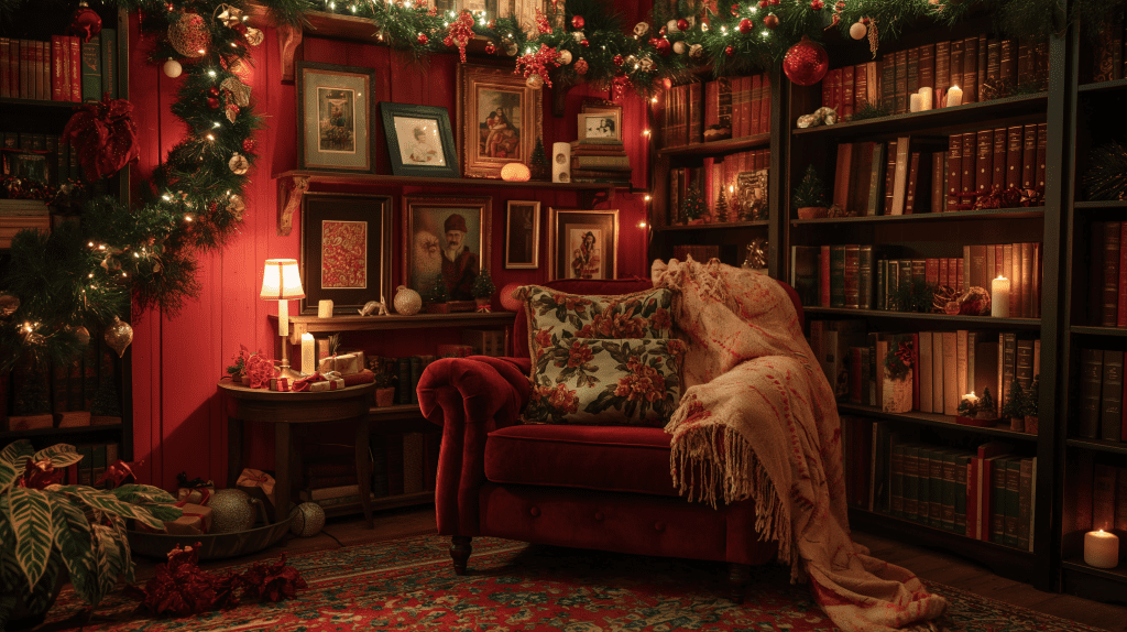 Christmas Maximalist Decor Ideas: Cozy Christmas Reading Nook