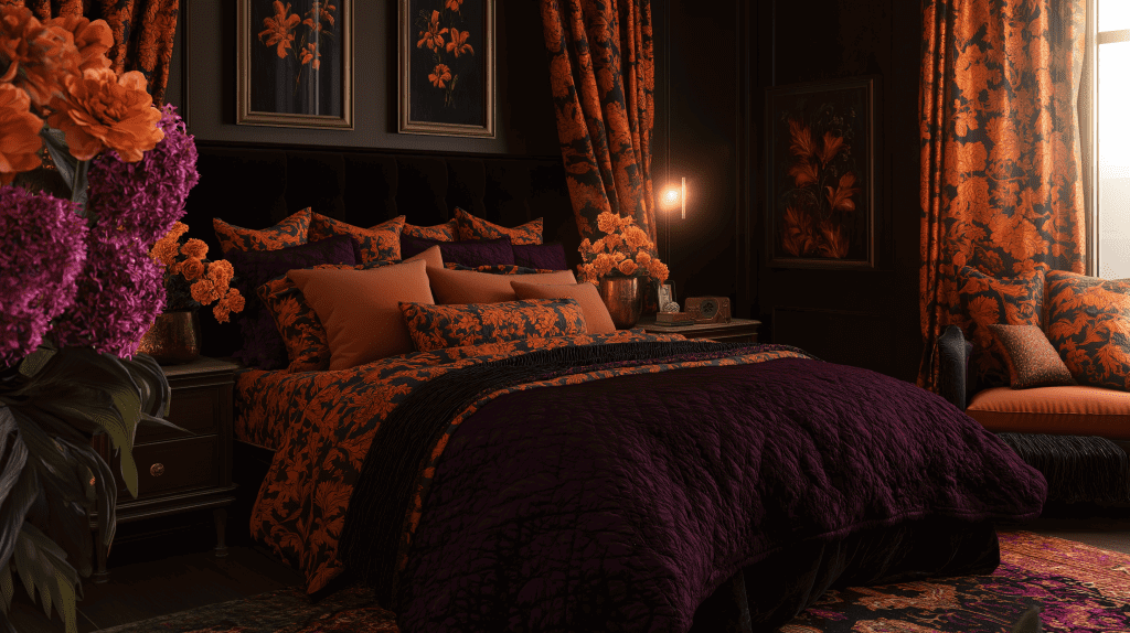 Rustic Colorful Dark Fall Dark Decor Idea: Cozy Bedroom