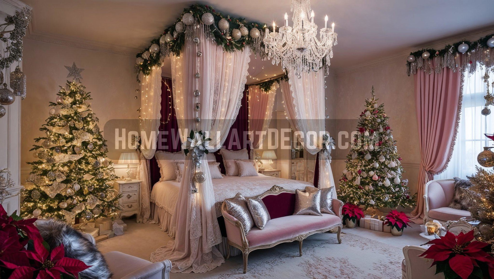 Dreamy Sophisticated Shabby Chic Christmas Decor Ideas: Holiday Bedroom