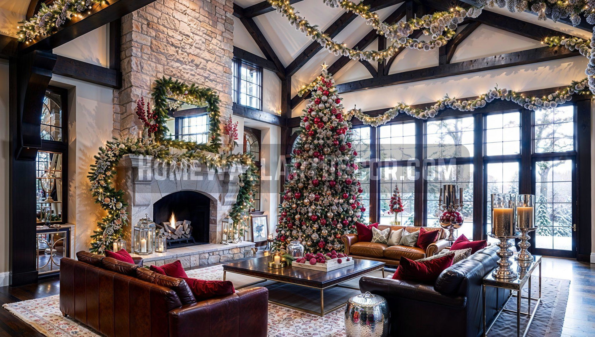 Rustic yet Cozy Christmas Farmhouse Living Room Interior Design Idea