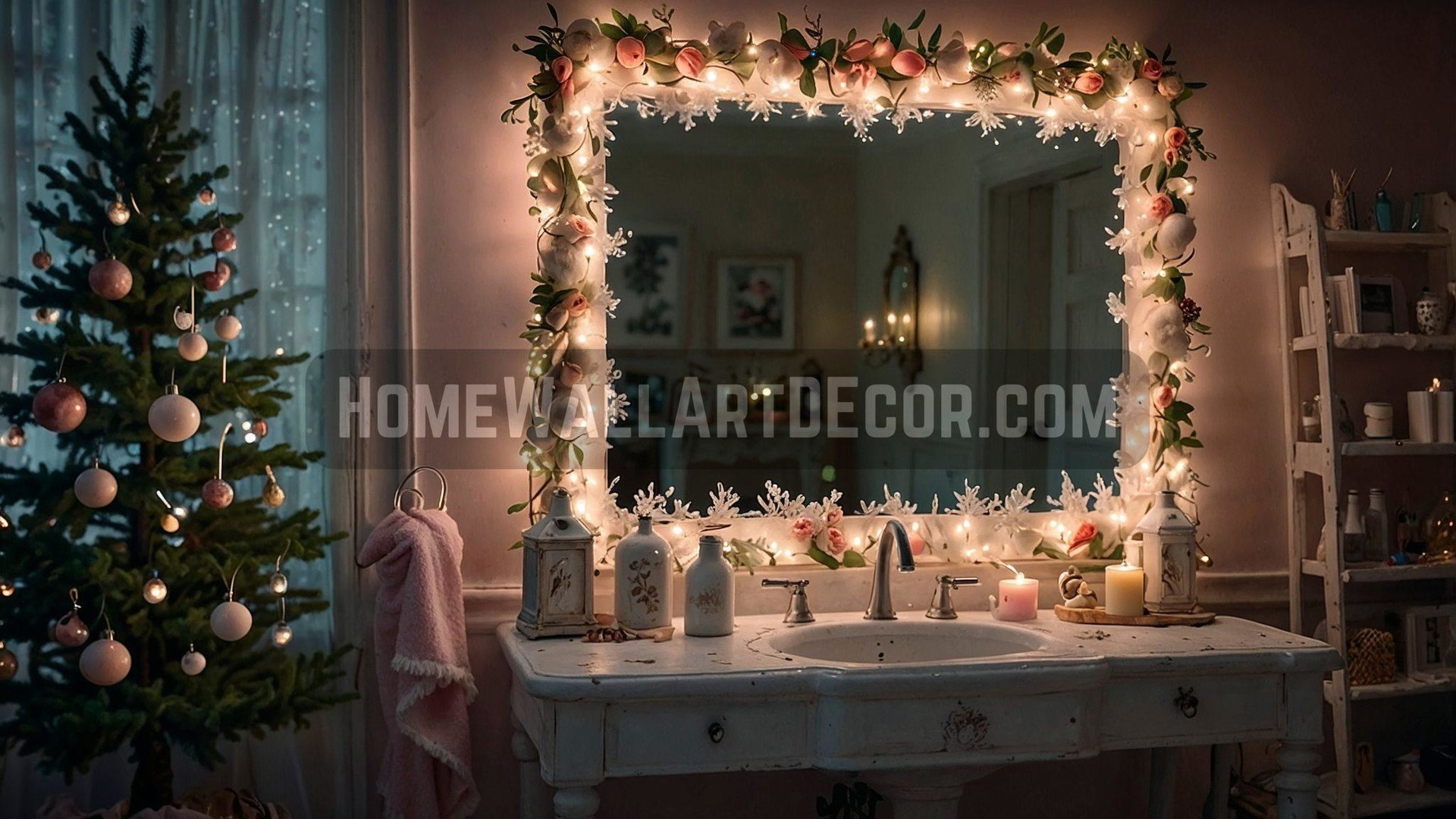 Dreamy Shabby Chic Christmas DEcor Idea: Bathroom Vanity