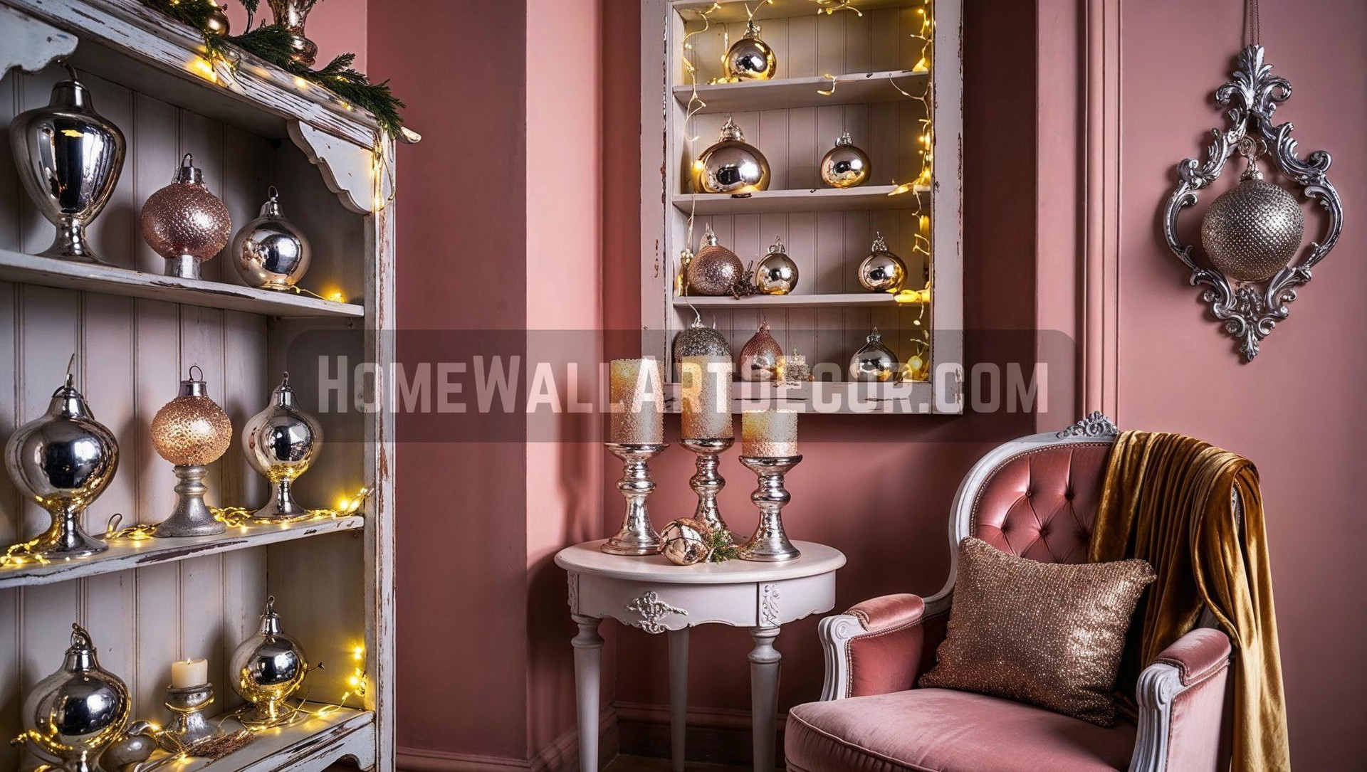 Feminine Pastel Glam Shabby Chic Christmas Reading Nook